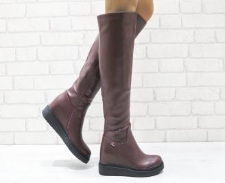 Дамски  ботуши  на платформа бордо