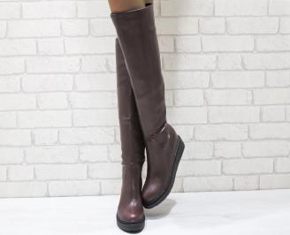 Дамски  ботуши  на платформа бордо